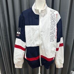 Parish Nation Men's Windbreaker Jacket - White and Blue